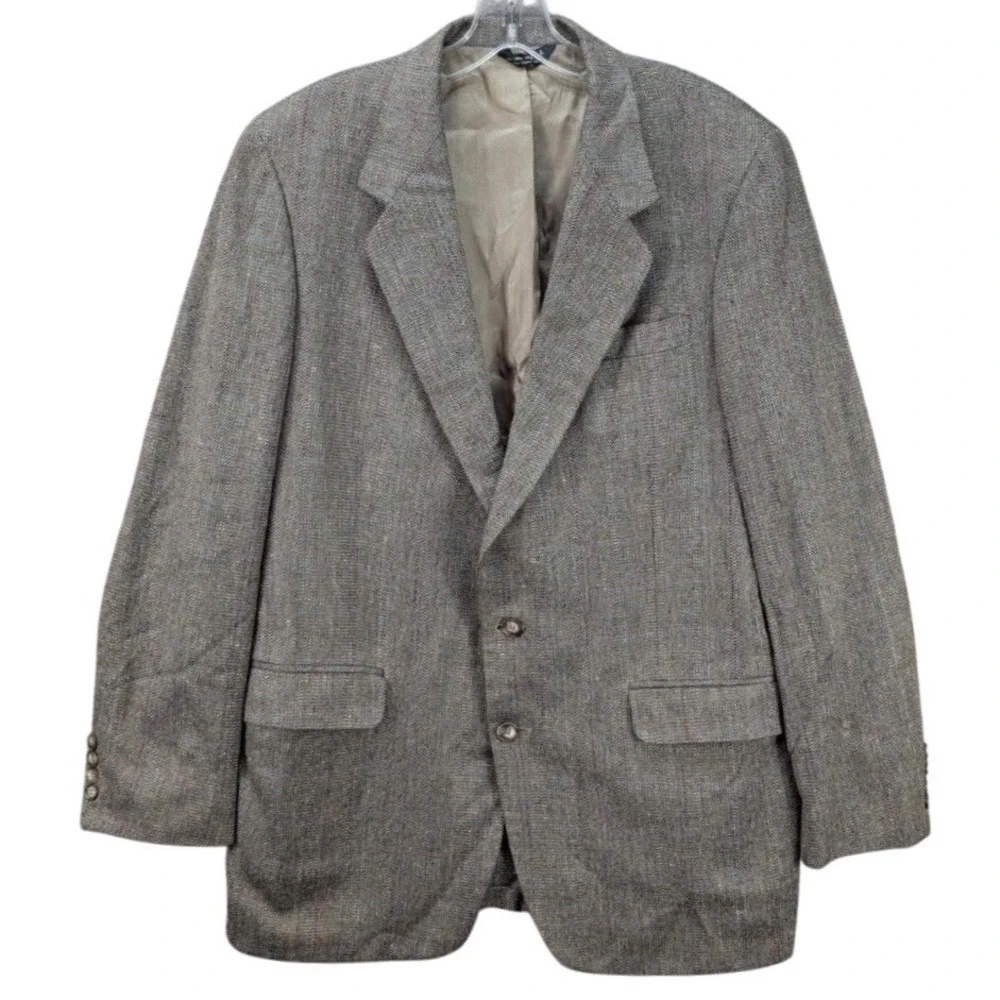 Botany 500 Houndstooth Sport Coat Men's 42R‎ Pure Silk Tweed Preppy Made in USA